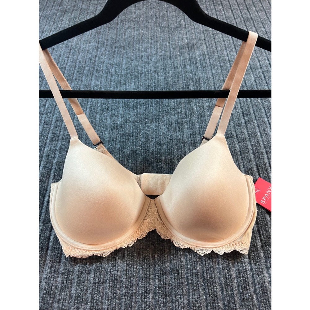SPANX Nude Beige T-Shirt Bra with Lace Trim